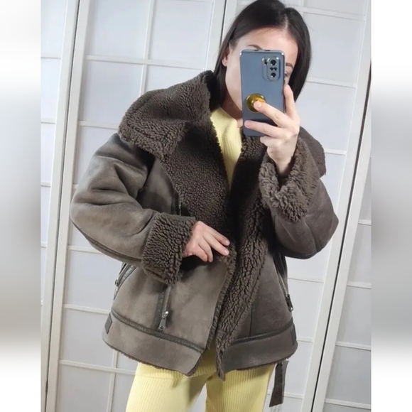 NWT ZARA DOUBLE FACED FAUX SHEARLING FUR JACKET - Picture 4 of 16